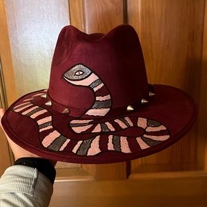 Hand painted soft felt hat.